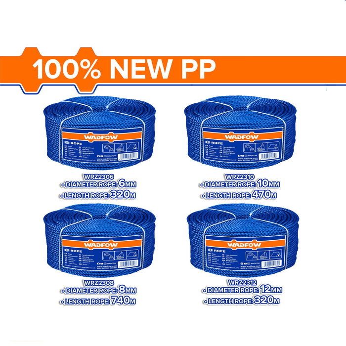 BUILDMATE Wadfow Polyethelyne Nylon Rope for Binding Woods & Trees Braided Lubid 6MM TO 12MM • WHT