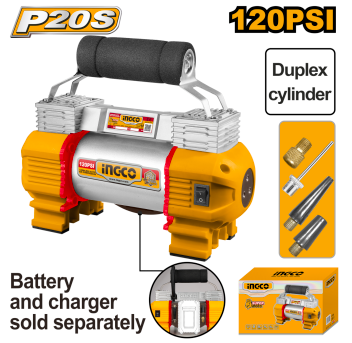 Buildmate x INGCO 20V Cordless Auto Air Compressor 120PSI with LED & Adaptors CACLI2026 ICPT