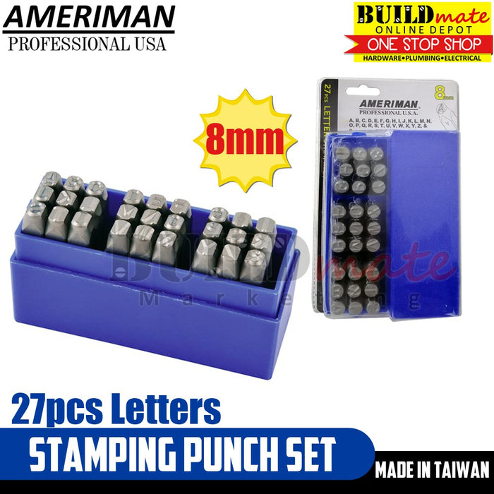BUILDMATE Ameriman 27PCS/SET Letter Stamping Punch 3MM | 5MM | 8MM Alphabet Stamp Steel Craft Die
