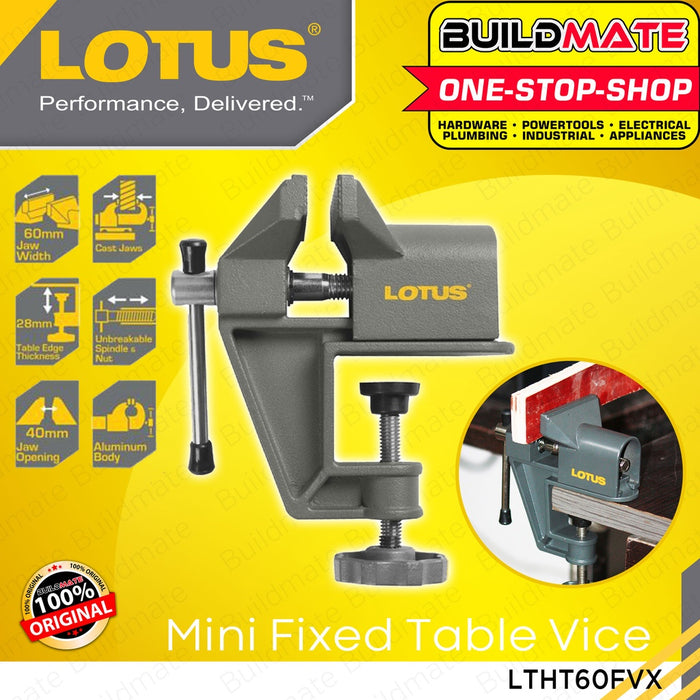 BUILDMATE Lotus Mini Fixed Table Vise 60MM Swivel Base Work Clamping Tools LTHT60FVX • LHT LUTOS