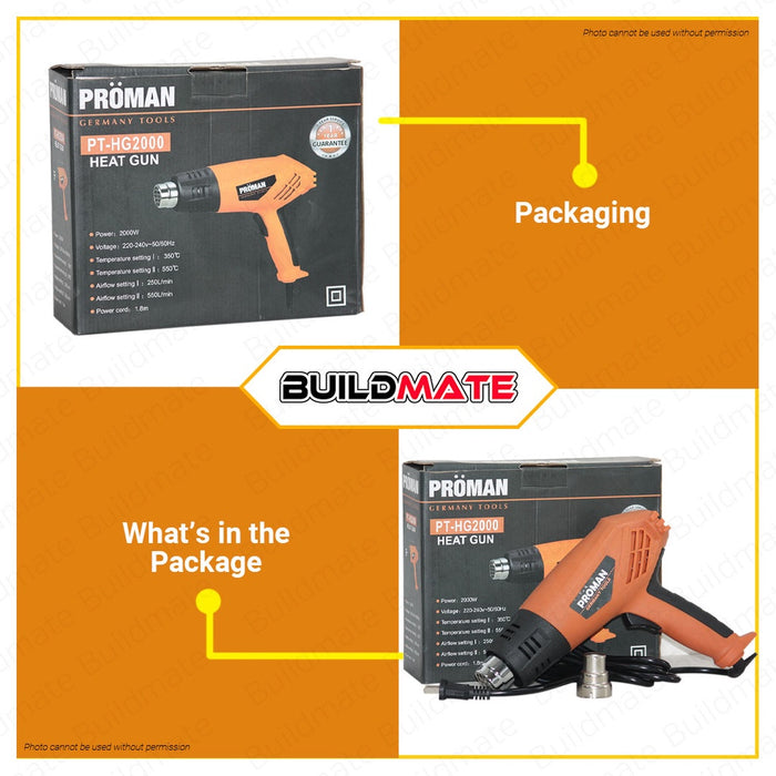PROMAN Heat Gun Shrink Sealer PVC Bender 2000W PT-HG2000 •BUILDMATE•