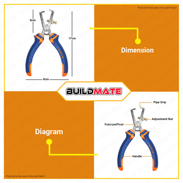 BUILDMATE Wadfow Wire Stripping Plier 6" Inch Electrical Cable Stripper Hand Tools WPL5906 / WPL5C06 - WHT