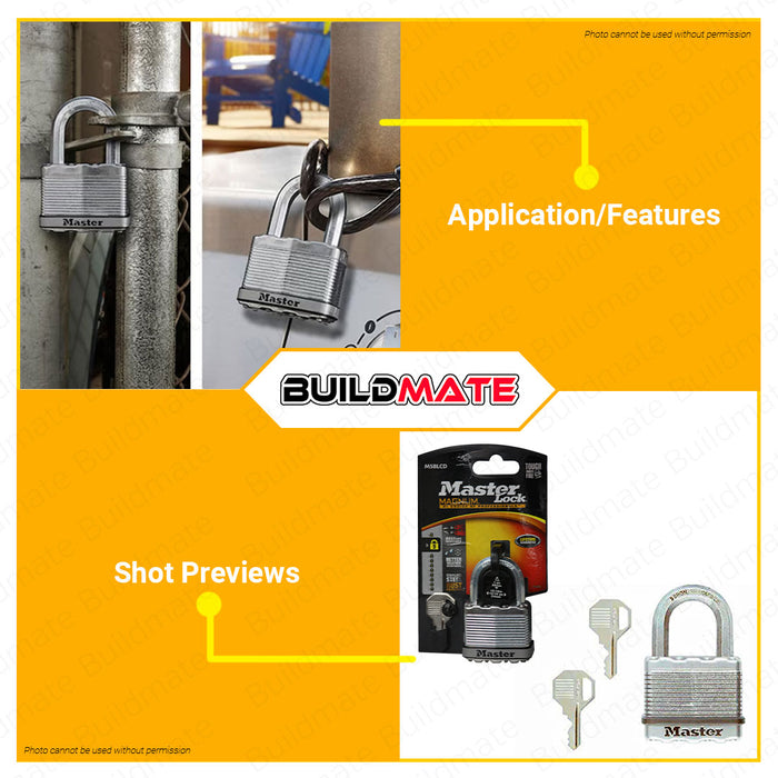 BUILDMATE Master Lock Magnum Series Padlock 51MM Keyed Short Shackle Laminated Padlock Keyed Padlock Wide Lock Body Security Lock Anti-Theft Lock M5XD | M5BLCD •