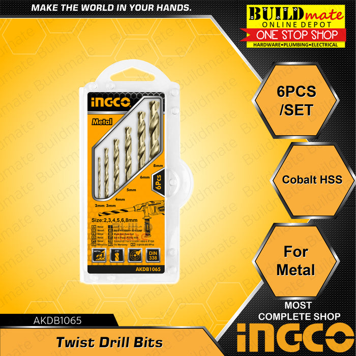 INGCO Twist Drill Bits 6PCS/SET Cobalt HSS for Metal Cutting Drilling Bits AKDB1065 •BUILDMATE• IHT