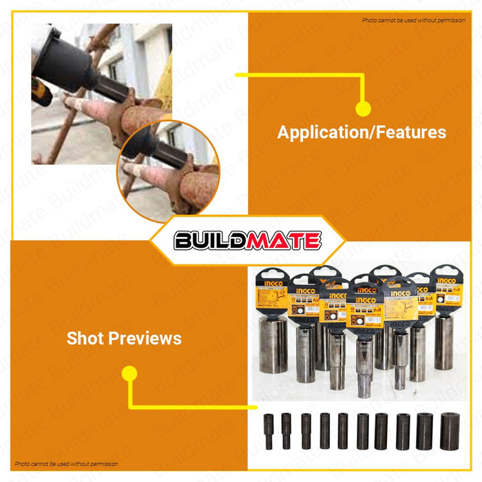BUILDMATE Ingco 1/2" Inch Deep Hexagonal Sockets 8mm-32mm Cr-V Hexagon Deep Hex Drive Socket Wrench SOLD PER PIECE - IHT