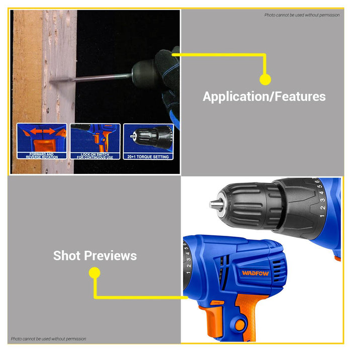 BUILDMATE Wadfow Electric Drill 280W Rotary Drill Driver for Wood, Metal, Plastic and Masonry Drilling Power Tools WED15281 - WPT