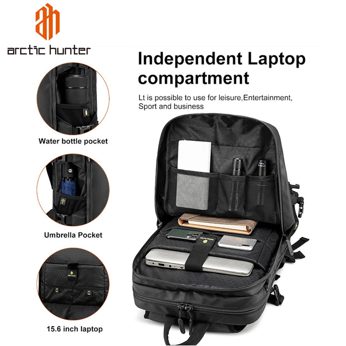 Arctic Hunter Sport & Laptop Backpack Bag | Light Weight | 15.6″ Laptop Fittable | Water Repellant Material - Black - B00391 - BUILDMATE-