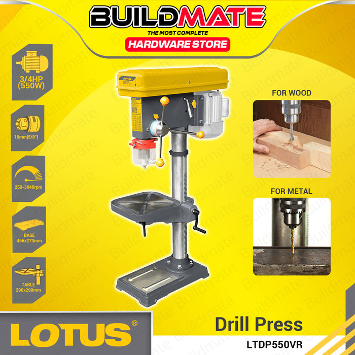 BUILDMATE Lotus 3/4HP 550W Drill Press 16mm Stand Table Drilling