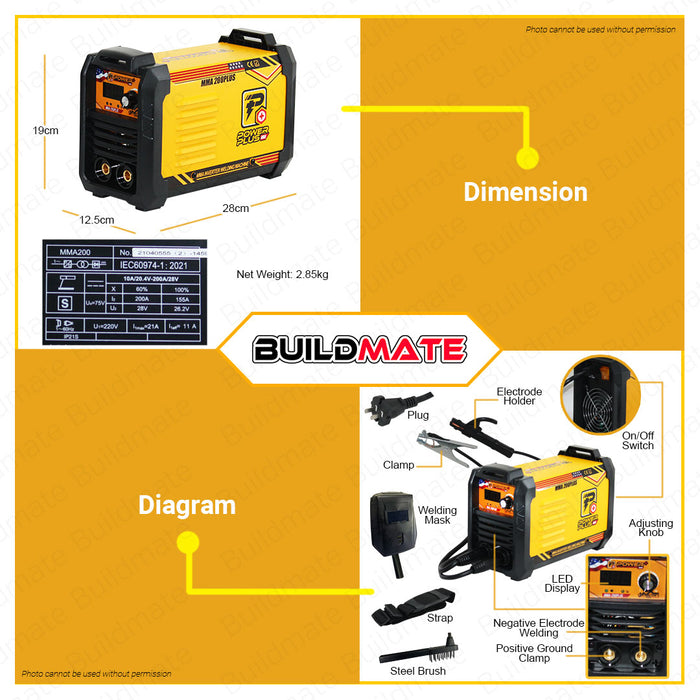 Powerplus Machine POWERHOUSE USA POWERPLUS (MMA-200PLUS) MMA Portable Inverter Welding M ...
