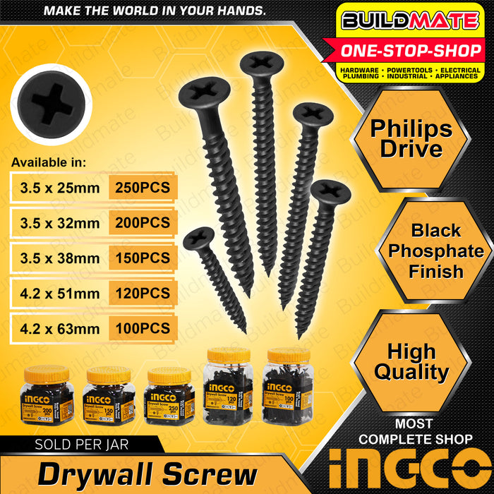 INGCO PHILIP Gypsum Wood & Drywall Black Screw in a JAR •BUILDMATE• IHT