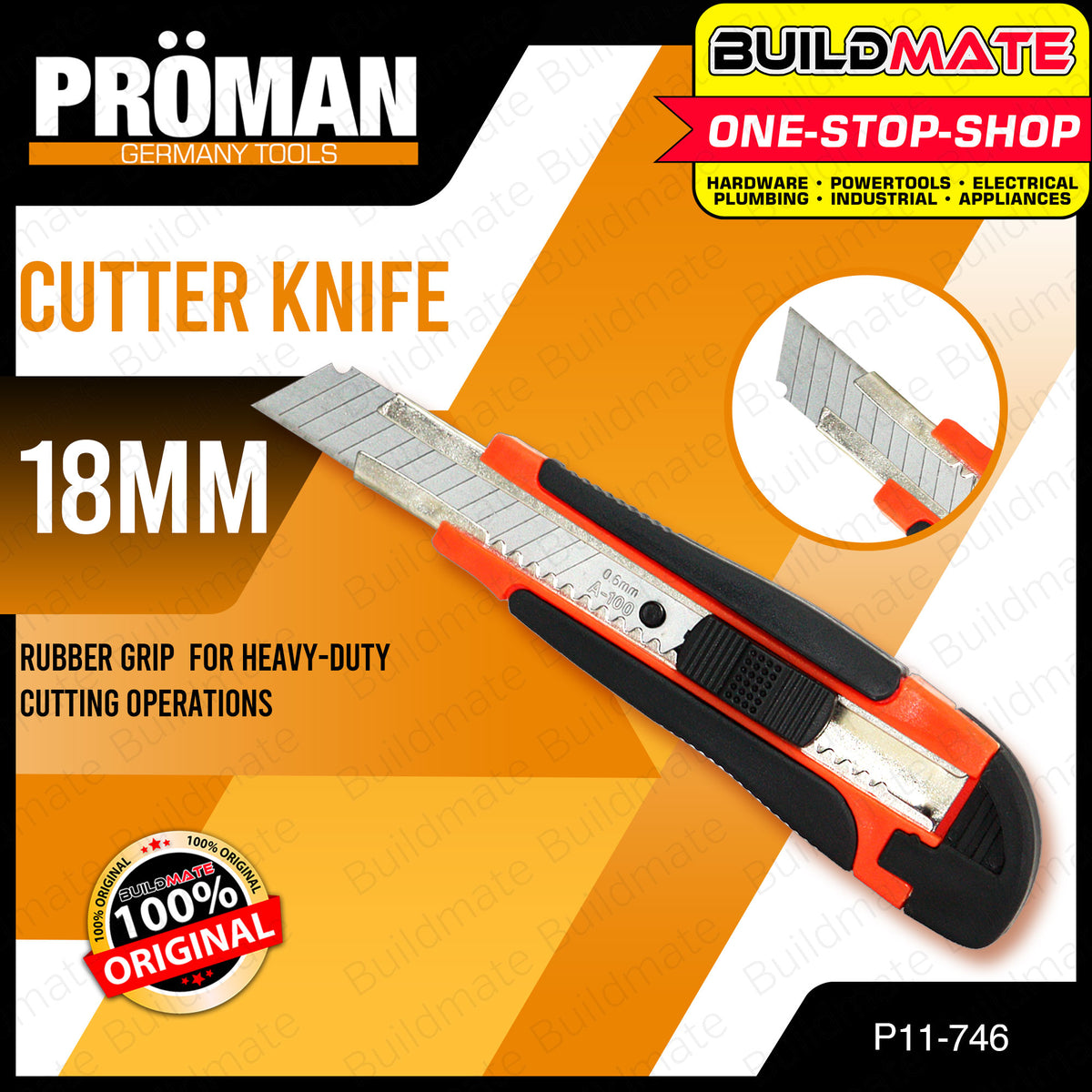 PROMAN GERMANY Utility Knife Cutter 18mm P11-746 •BUILDMATE• — Buildmate