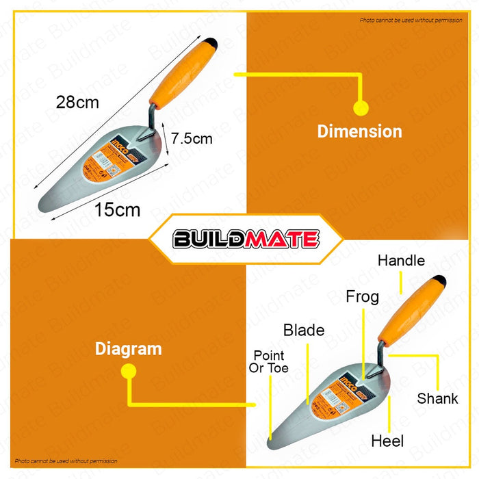 INGCO Bricklaying Cement Trowel Carbon Steel Blade Masonry Trowel SOLD PER PIECE •BUILDMATE• H-TSS