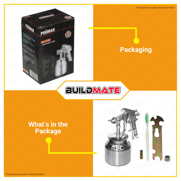 PROMAN Suction Type Air Spray Gun 750ml Professional Air Paint Sprayer Spray Guns P11-776 •BUILDMATE