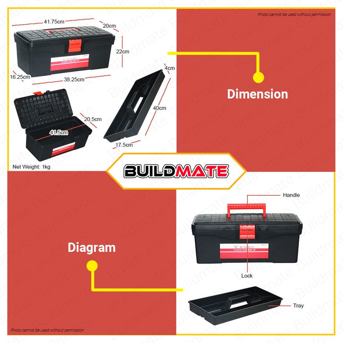 BUILDMATE Butterfly Plastic Tool Box 16" Inch Organizer Toolbox Plastic Organizer Storage #420-16"