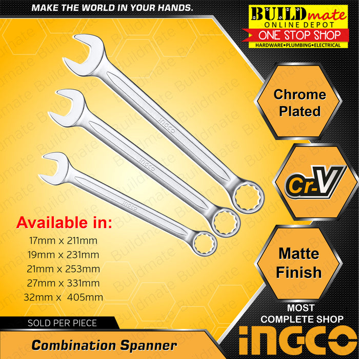 INGCO Combination Spanner CR-V Matte Finish •BUILDMATE• IHT
