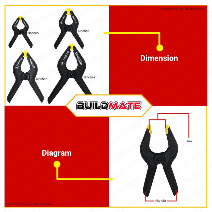 CRESTON Nylon Clamp Backdrop Clip Holder 3" 4" 6" 9" SOLD PER PIECE AUTHENTIC •BUILDMATE•