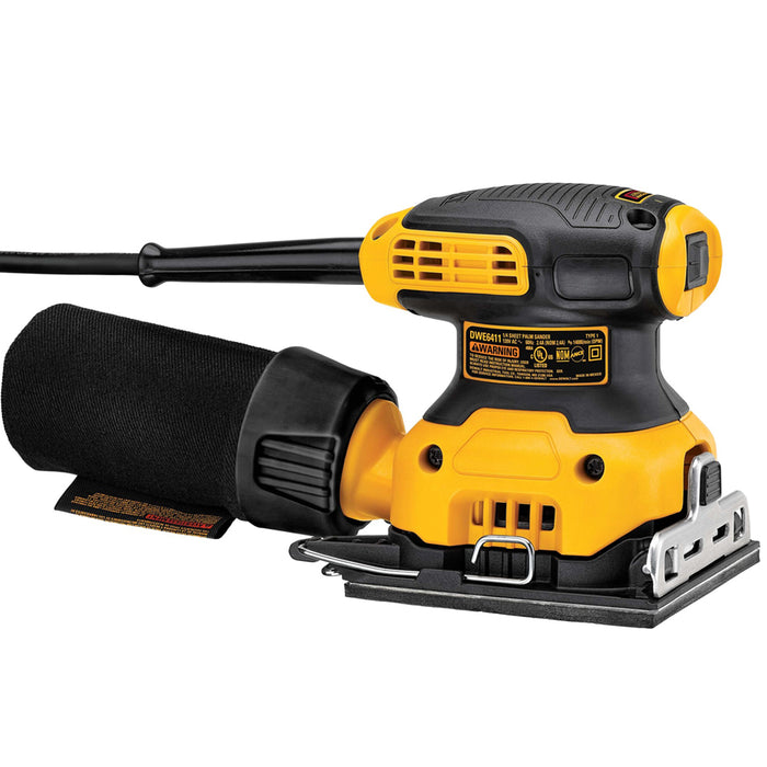 BUILDMATE x DEWALT 230W 1/4 Sheet Orbital Sander | 14,000 OPM, 1.6mm Orbit, Dust Bag DWE6411-B1
