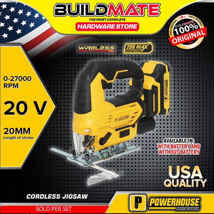 BUILDMATE Powerhouse 20V 80MM Cordless Jig Saw Quick Clamp with LED Light Wood Cutting Jigsaw Woodworking Cutter PH-20V-WLPRO-JS80MM - PHPT