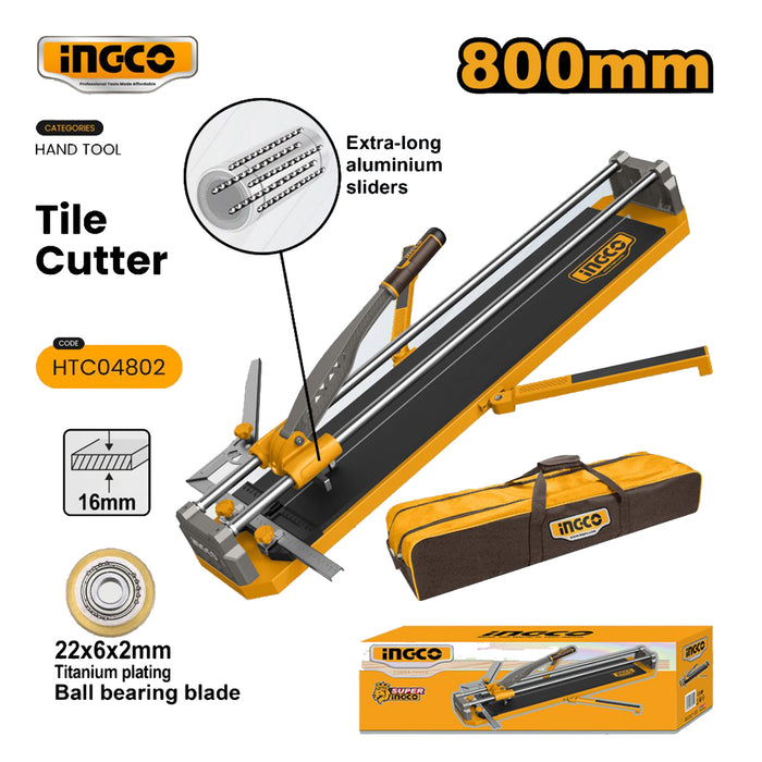 INGCO 800mm Manual Tile Cutter w/ Tungsten Carbide Wheel Ceramic Porcelain Tile Scorer Cutting Machine Tool - IHT