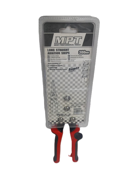 MPT Long Straight Aviation Tin Snips 12 inches / 300mm MHB02002 HT• MOST PROFESSIONAL TOOLS •