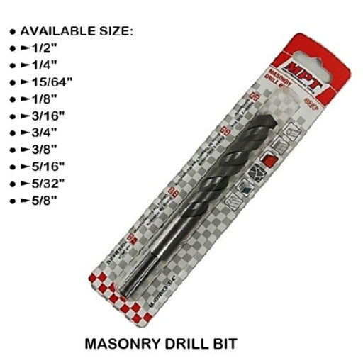 MPT 1/2" - 5/8" Masonry Drill Bit ACC for Drilling into Tough Masonry Materials such as Concrete, Brick, Stone, and Block • MOST PROFESSIONAL TOOLS •