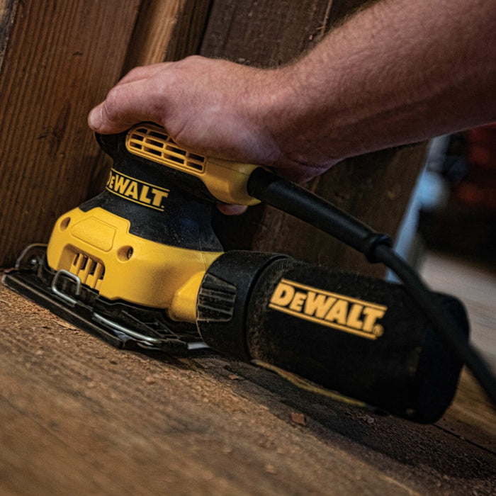 BUILDMATE x DEWALT 230W 1/4 Sheet Orbital Sander | 14,000 OPM, 1.6mm Orbit, Dust Bag DWE6411-B1