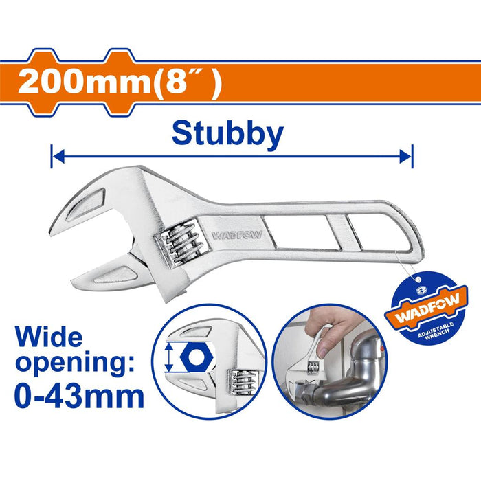 Buildmate x WADFOW 8" Adjustable Wrench Drop-Forged Steel Heat-Treated WAW7108 WHT
