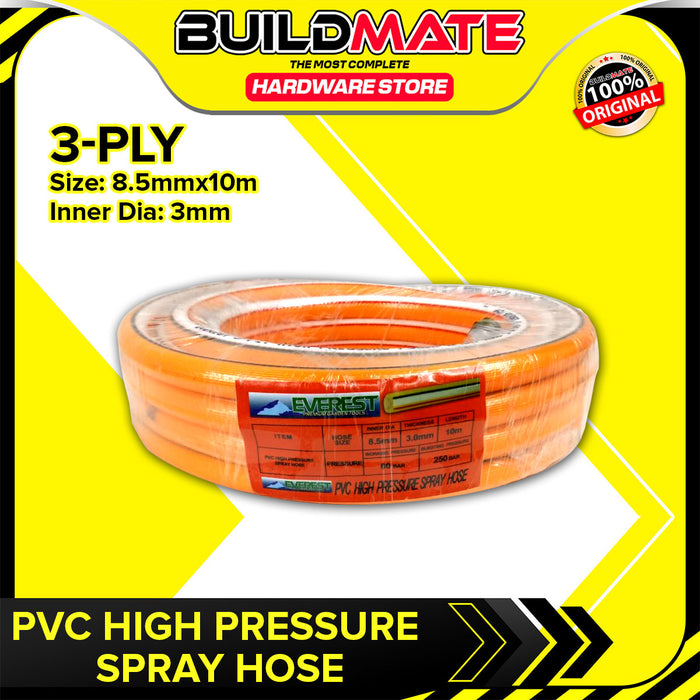 BUILDMATE Everest PVC High Pressure Spray Hose 8.5mmx10m  2-Ply / 3-Ply Flexible Power Sprayer Water Garden Pressure Washer Hose