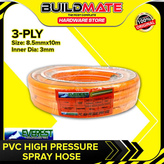 BUILDMATE Everest PVC High Pressure Spray Hose 8.5mmx10m  2-Ply / 3-Ply Flexible Power Sprayer Water Garden Pressure Washer Hose