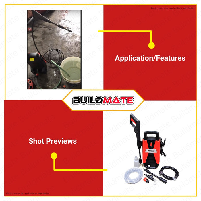 BUILDMATE Zekoki High Pressure Washer 1400W Car Wash Machine Water Power Spray Cleaner with Hose