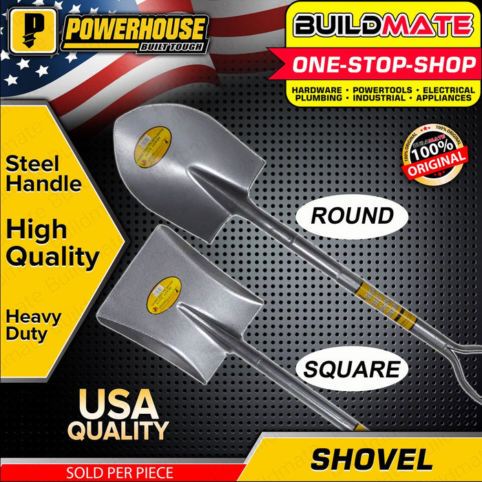 BUILDMATE Powerhouse All Steel Handle Shovel Garden Plant SQUARE | ROUND Garden Plant Trowel • PHHT