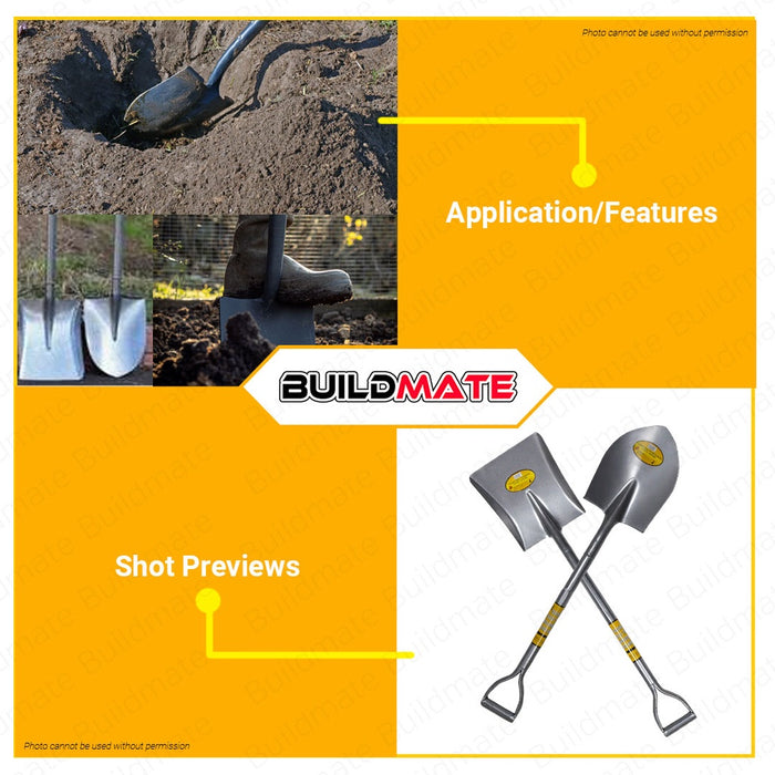 BUILDMATE Powerhouse All Steel Handle Shovel Garden Plant SQUARE | ROUND Garden Plant Trowel • PHHT