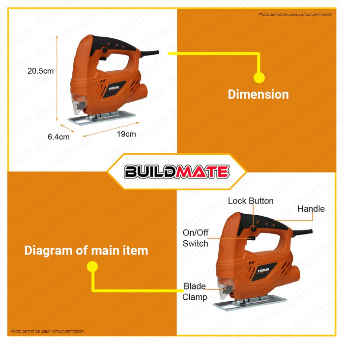 JR KAWASAKI | PROMAN Variable Speed Electric Jigsaw 500W 4326M With 1pc Jigsaw Blade •BUILDMATE•