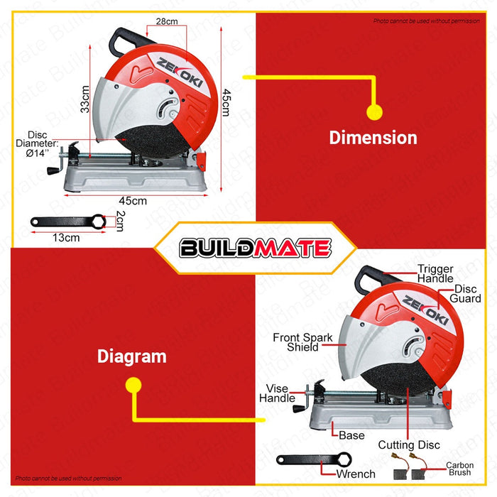ZEKOKI Chop Saw Cut Off Machine 2100W 355mm ZKK-3550LS •NEW ARRIVAL!•