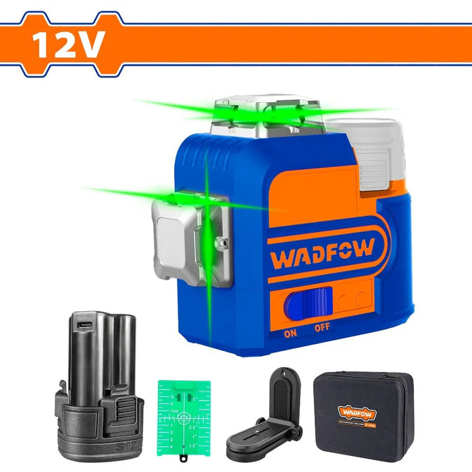 WADFOW 12V Cordless 3D Self-Levelling Angle Green Laser Level WLE8M12 WPT