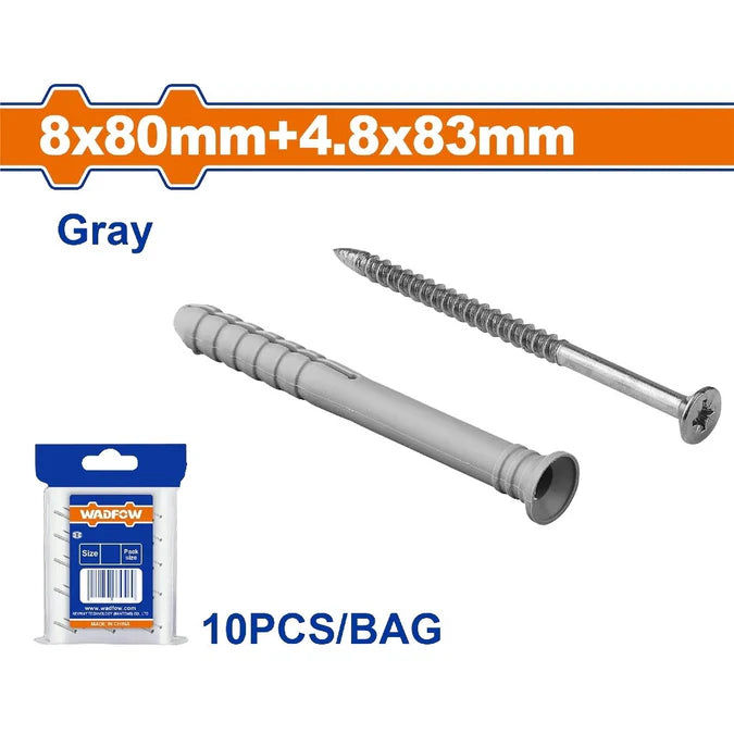 WADFOW 10pcs Steel Hammer Frame Fixing Anchor with Screw WXTP922 WHT