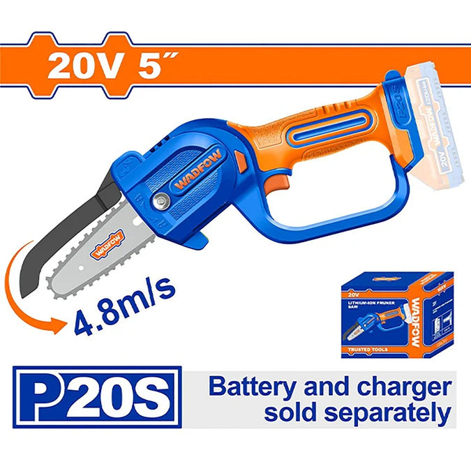 WADFOW  P20S/20V 5inches(130mm) Lithium-Ion Cordless Pruner Saw Bar WCLP550 WCPT