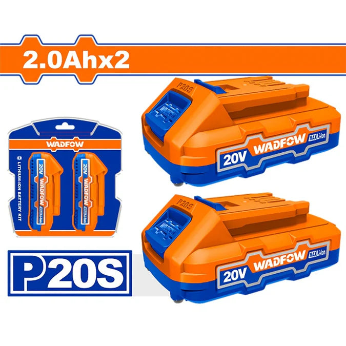 WADFOW 2pcs/set P20s/20v Lithium-Ion Battery Pack For Cordless Power Tool 2.0Ah WOS240682 WCPT