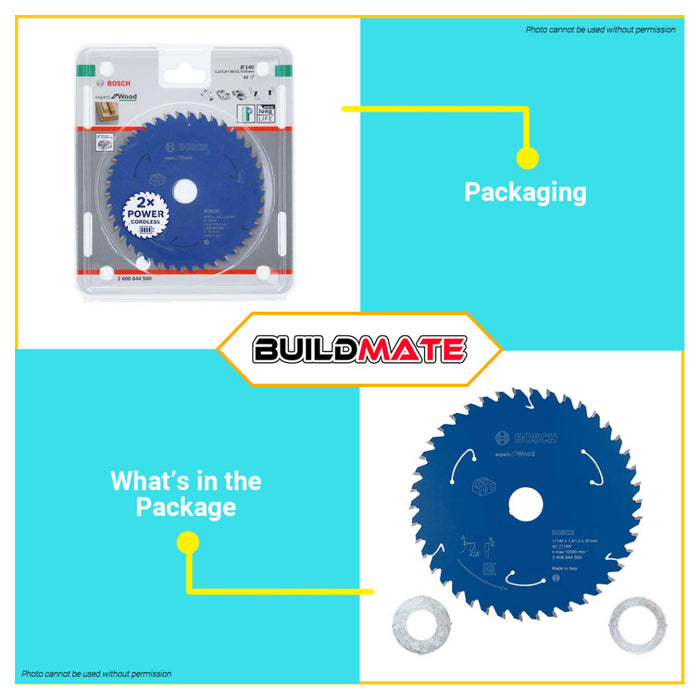 BUILDMATE Bosch Circular Saw Blade Wheel 5-1/2" Inch 42T Cutting Disc for Wood Blade 2608642101 BAX