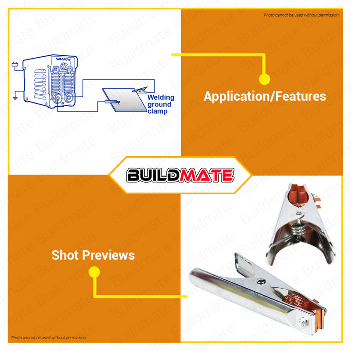 BUILDMATE Wadfow Welding Cable Earth Clamp 300A / 500A Ground Manual Welder Electrode Holder Copper Grip Clip Welding Tools WEH9A03/ WEH9A05 • WHT