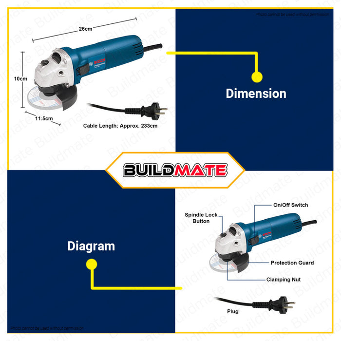 BOSCH 4" Inch Electric Angle Grinder 670W / 710W Mini Grinding Machine Wood Cutting •BUILDMATE• COC