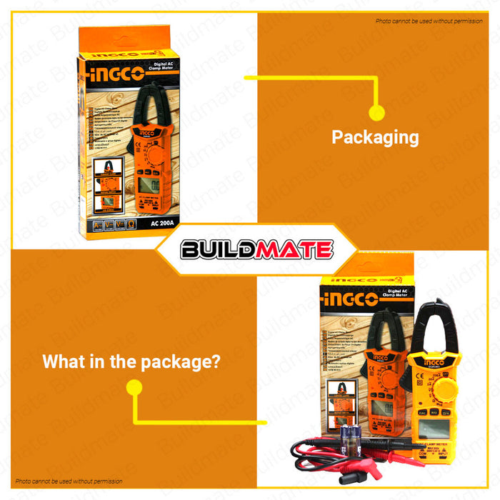 BUILDMATE Ingco Digital Clamp Meter AC 2000C Digital AC Clamp Meter AC Current Voltage DCM2001 • IPT