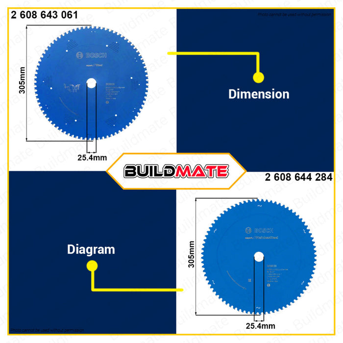 BUILDMATE Bosch Dry Cutter Circular Saw Blade Wheel 12" 80T TCT Saw Blade for Stainless Steel • BAX