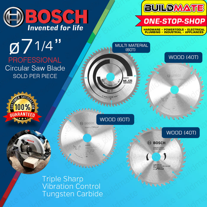 BUILDMATE Bosch Circular Saw Blade Wheel 7-1/4" 40T | 60T Standard for Wood Blade Saw Blades • BAX
