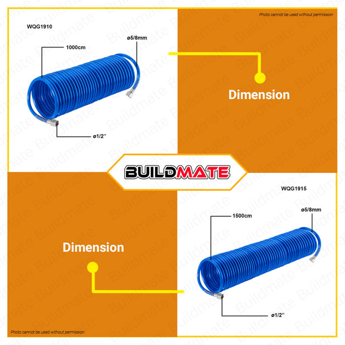 BUILDMATE Wadfow Air Hose 10M | 15M Breathing Air Compressor Hose Tube with Threaded Connector • WHT