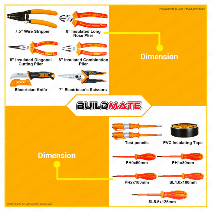 BUILDMATE Ingco Digital Multi Meter Clamp with Electricians Tools Set Screwdriver 5PCS / 16PCS - IPX