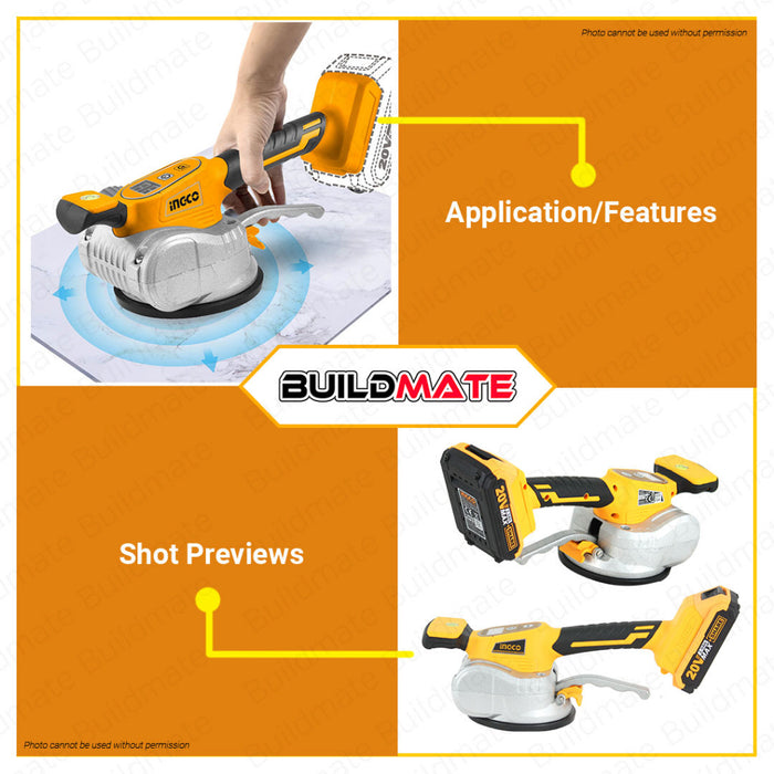 BUILDMATE Ingco Li-Ion Cordless Tile Vibration 20V Vibrator Leveling Plaster Machine CTVLI20101 ICPT