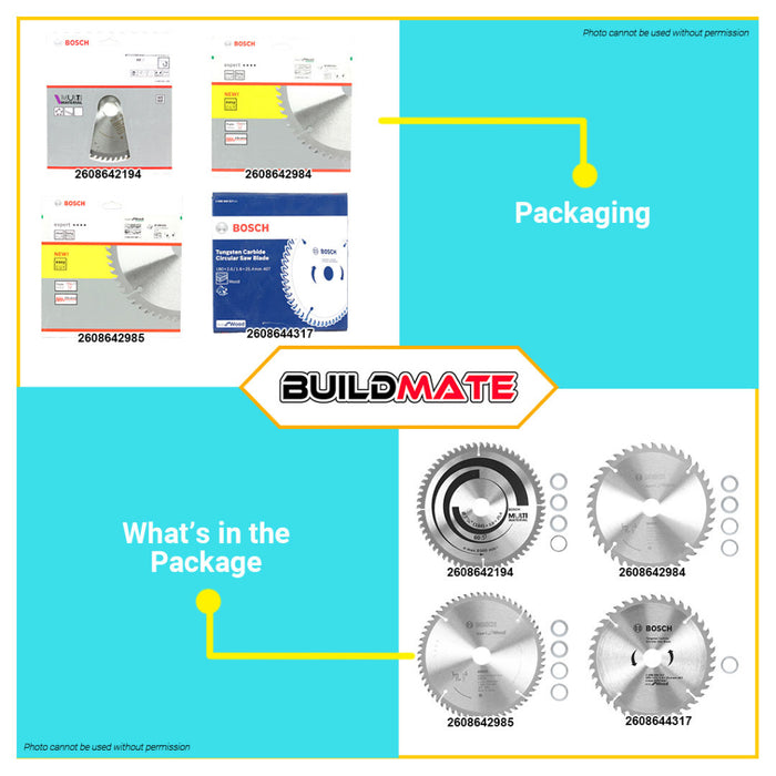 BUILDMATE Bosch Circular Saw Blade Wheel 7-1/4" 40T | 60T Standard for Wood Blade Saw Blades • BAX