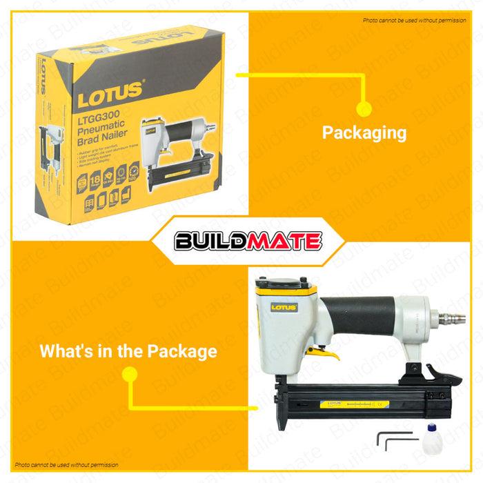 BUILDMATE Lotus Pneumatic Air Brad Nailer | Stapler Gun for Brad-Nails Nail Gun Tacker - LPT