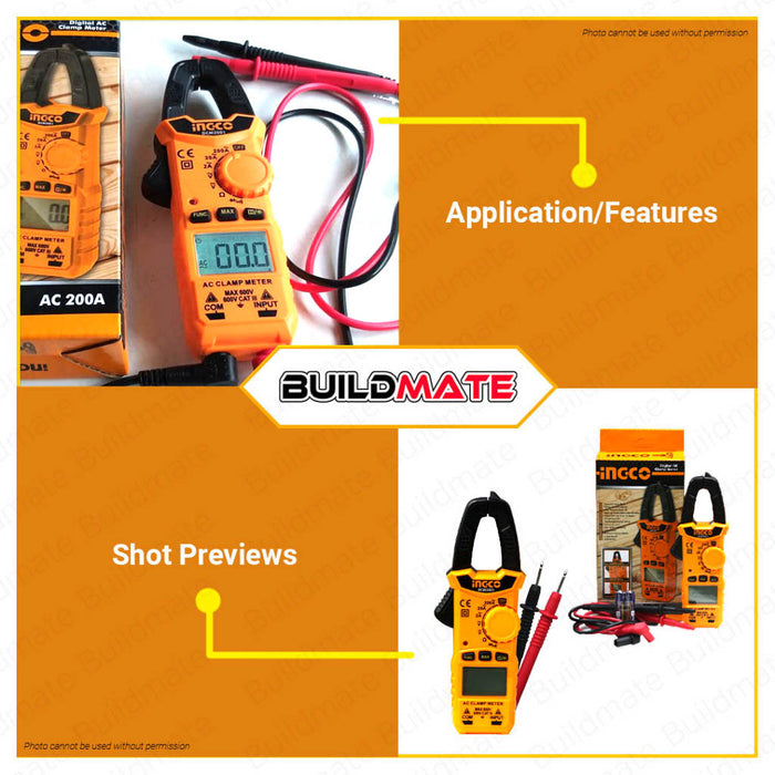 BUILDMATE Ingco Digital Clamp Meter AC 2000C Digital AC Clamp Meter AC Current Voltage DCM2001 • IPT